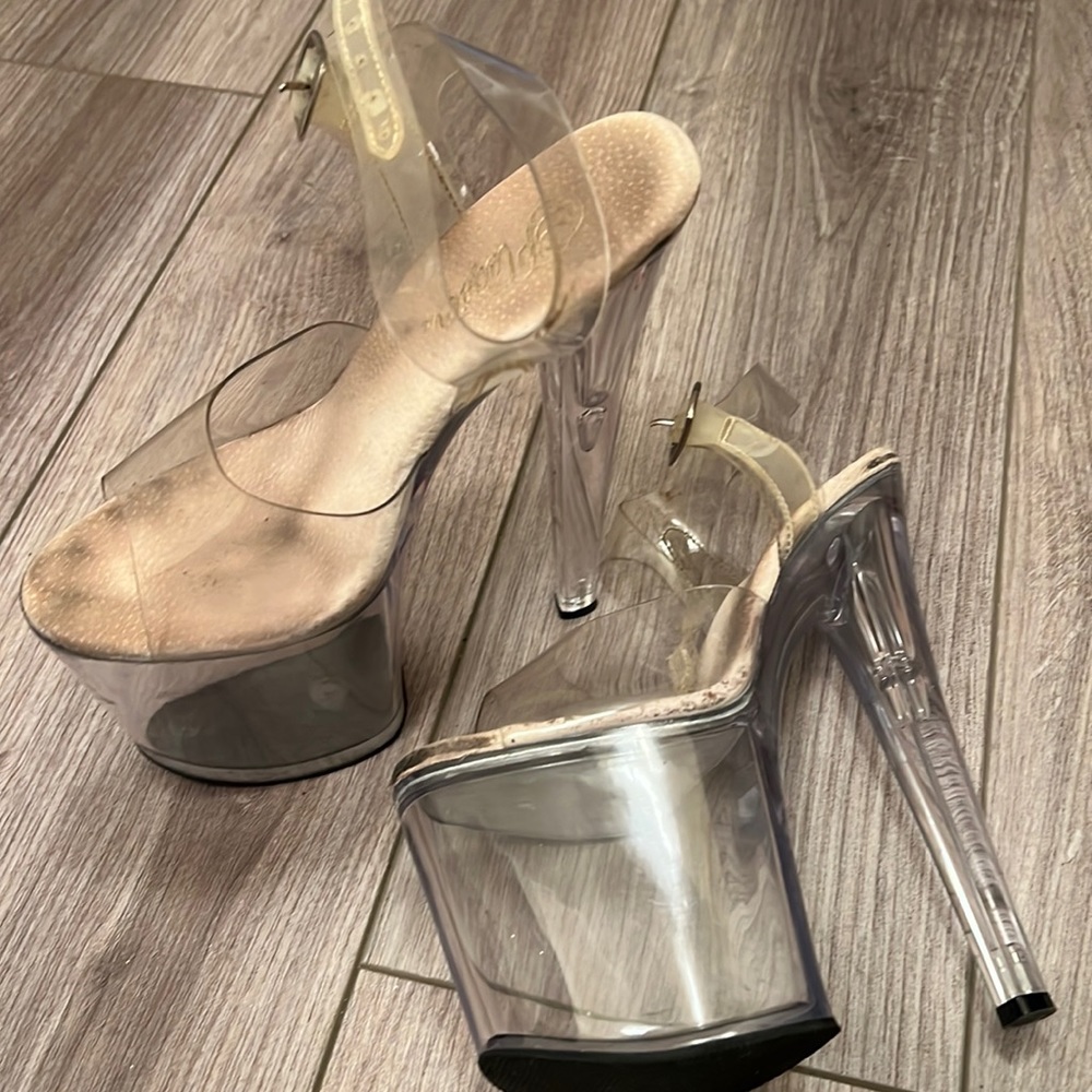 8” Clear pleasers size 7